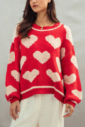 Red Oversized Heart Sweater