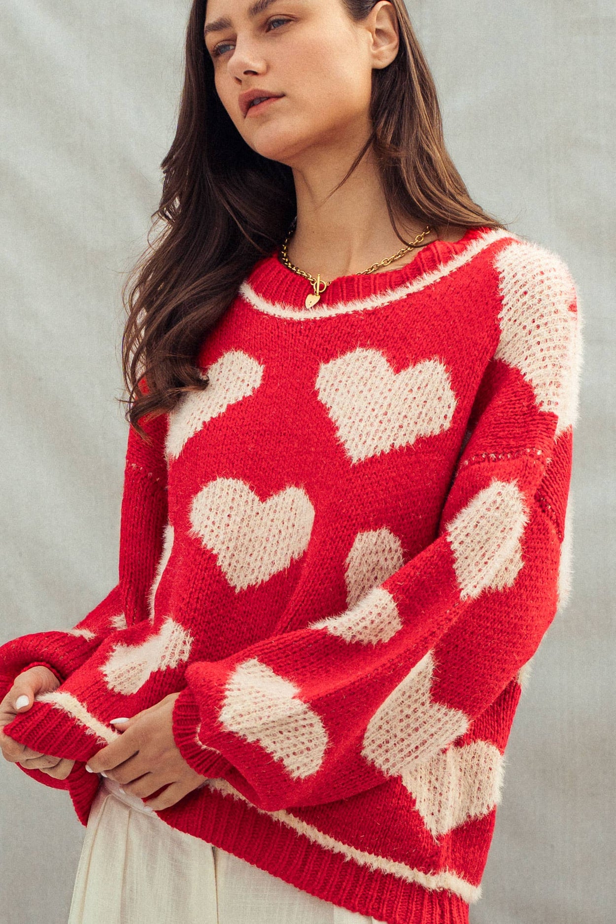 Red Oversized Heart Sweater