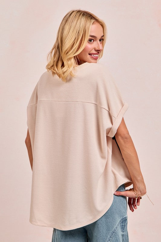 Touchdown Letter Patches Oversized Waffle Top