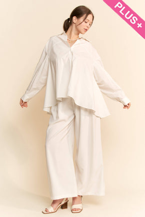 Plus Cream Blouse Long Sleeve Shirt