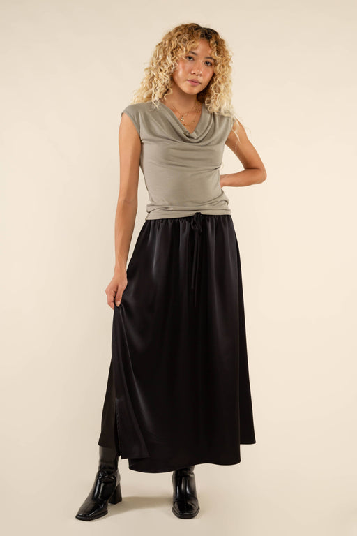 Black Satin Maxi Skirt