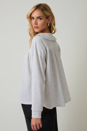 Mélange Thermal Long Sleeve Button Up Top