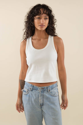 Plus U-Neck White Tank Top