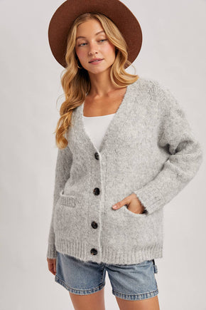 Latte Button Down Knit Sweater Cardigan