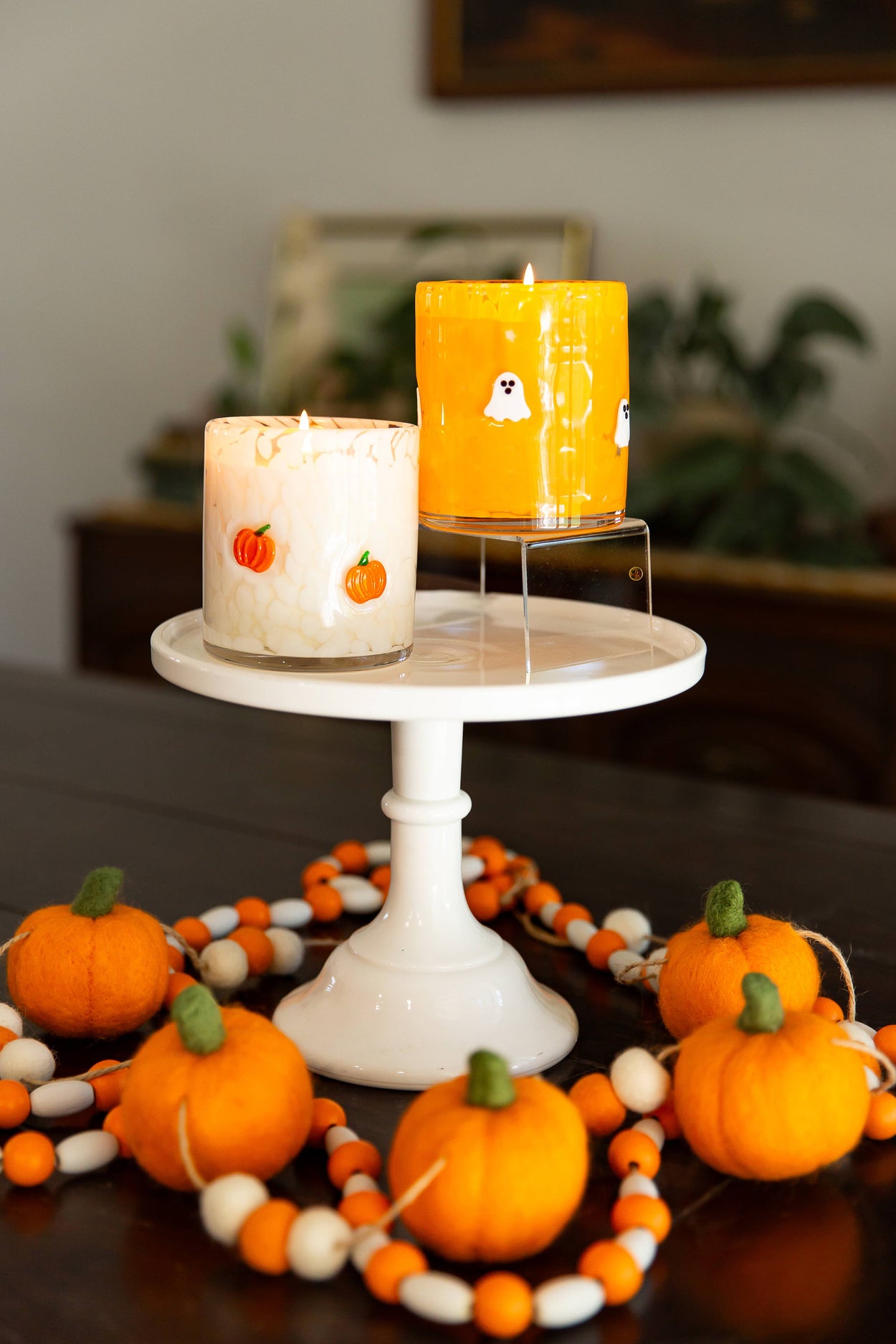 Candy Corn Ghost Icon Candle