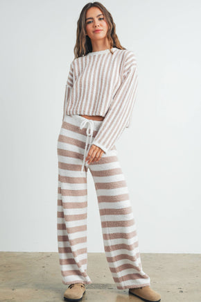 Cozy Striped Drawstring Pants