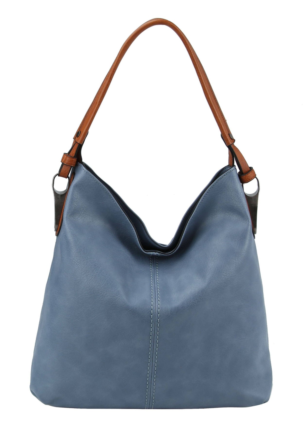 Mocha Side Metal Accent Hobo Bag