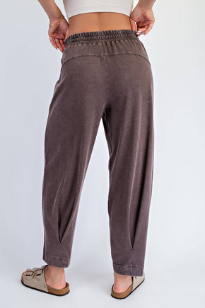 Espresso Mineral Washed Pleated Cocoon Pant