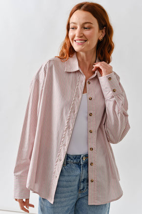 Pink Oversized Stripe Structured Shirt
