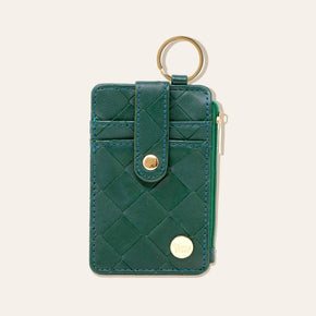 Woven Dark Green Keychain Wallet