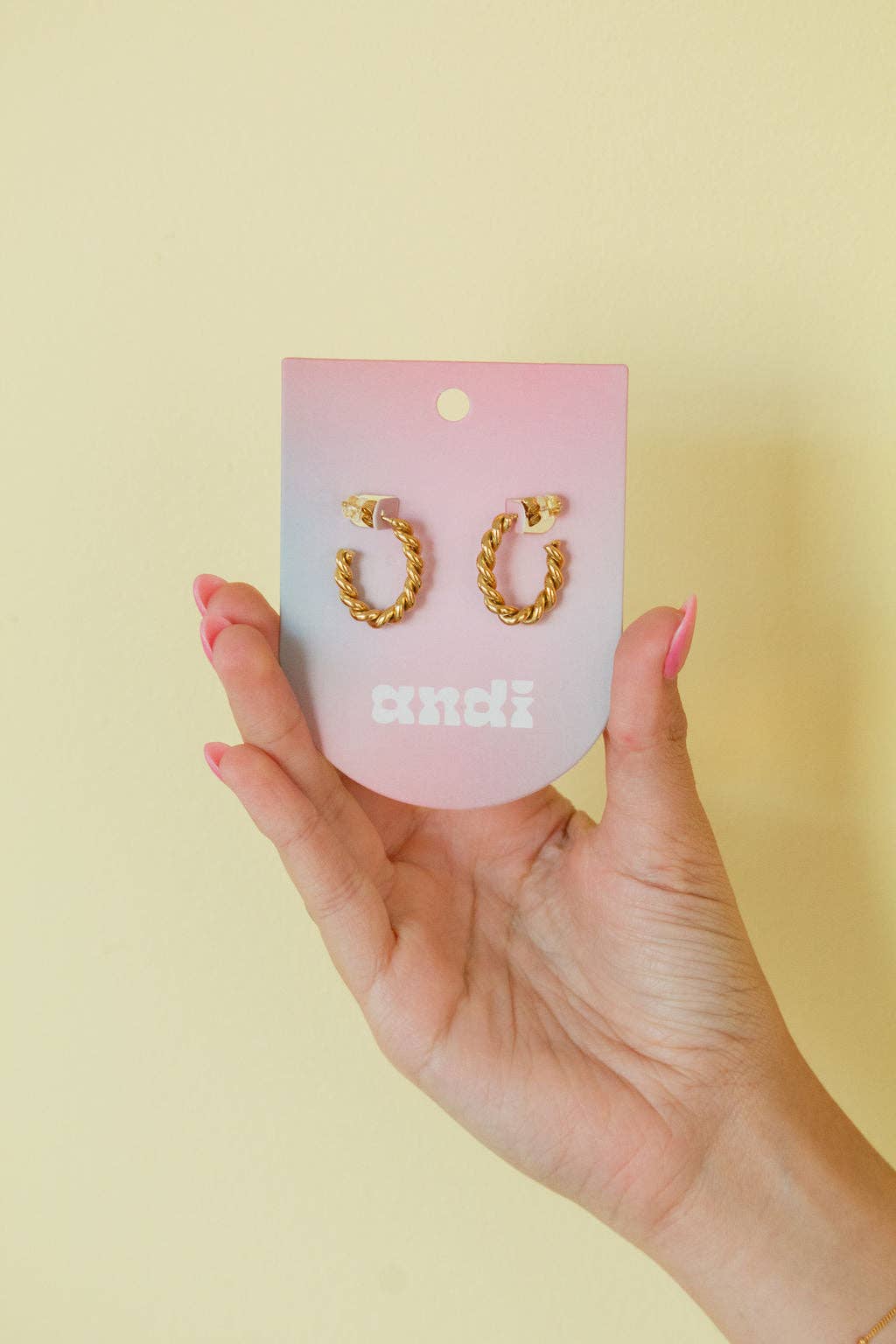 Gold Twisted Stud Hoops