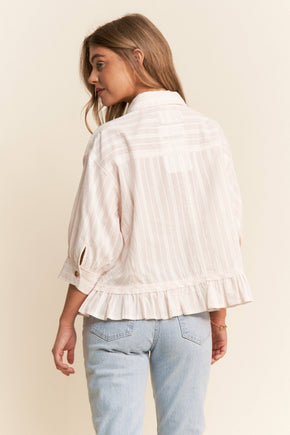 Light Pink Stripe Button Up Top