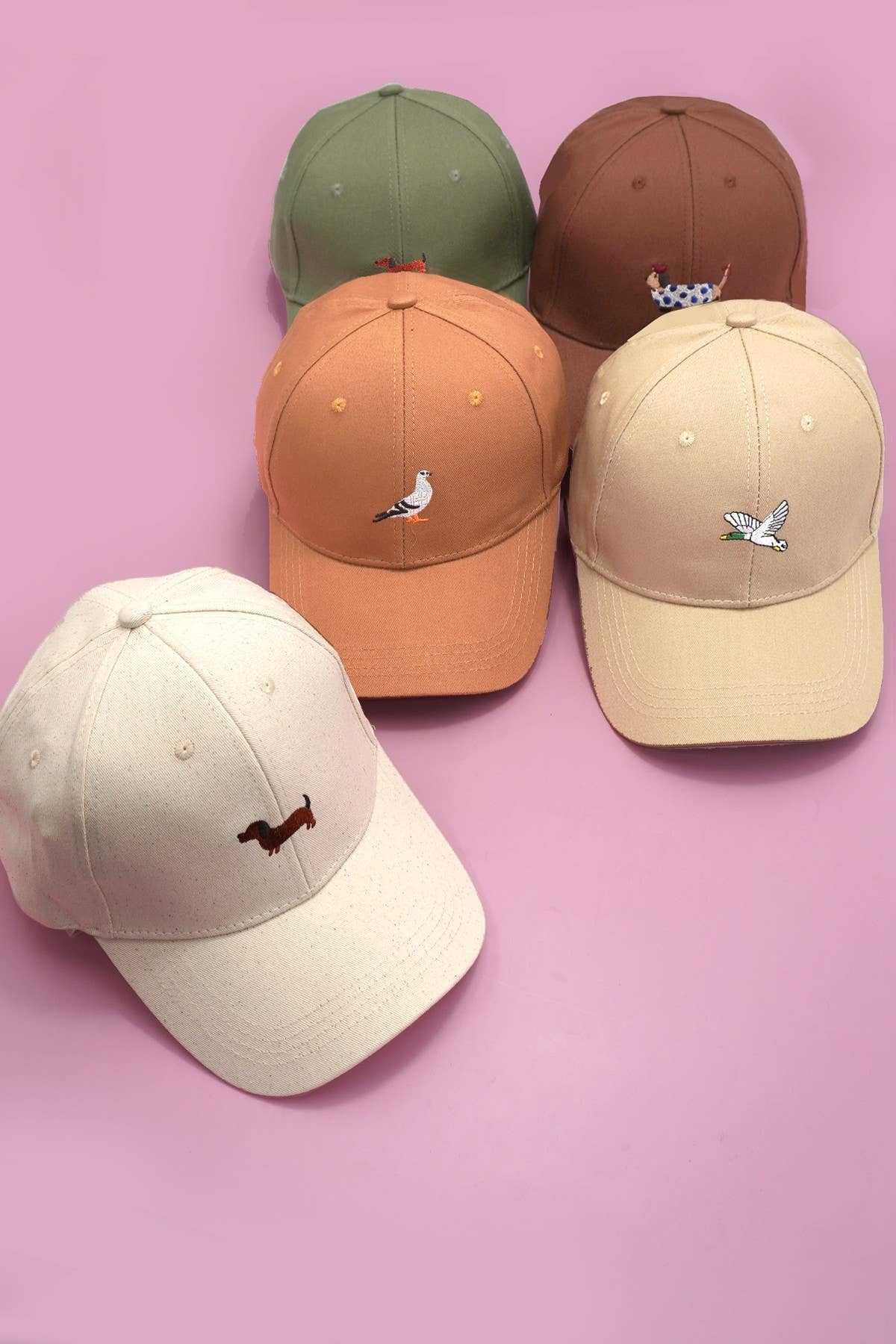 Tan Bird Embroidered Cap