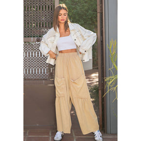 Taupe Mineral Washed Wide Leg