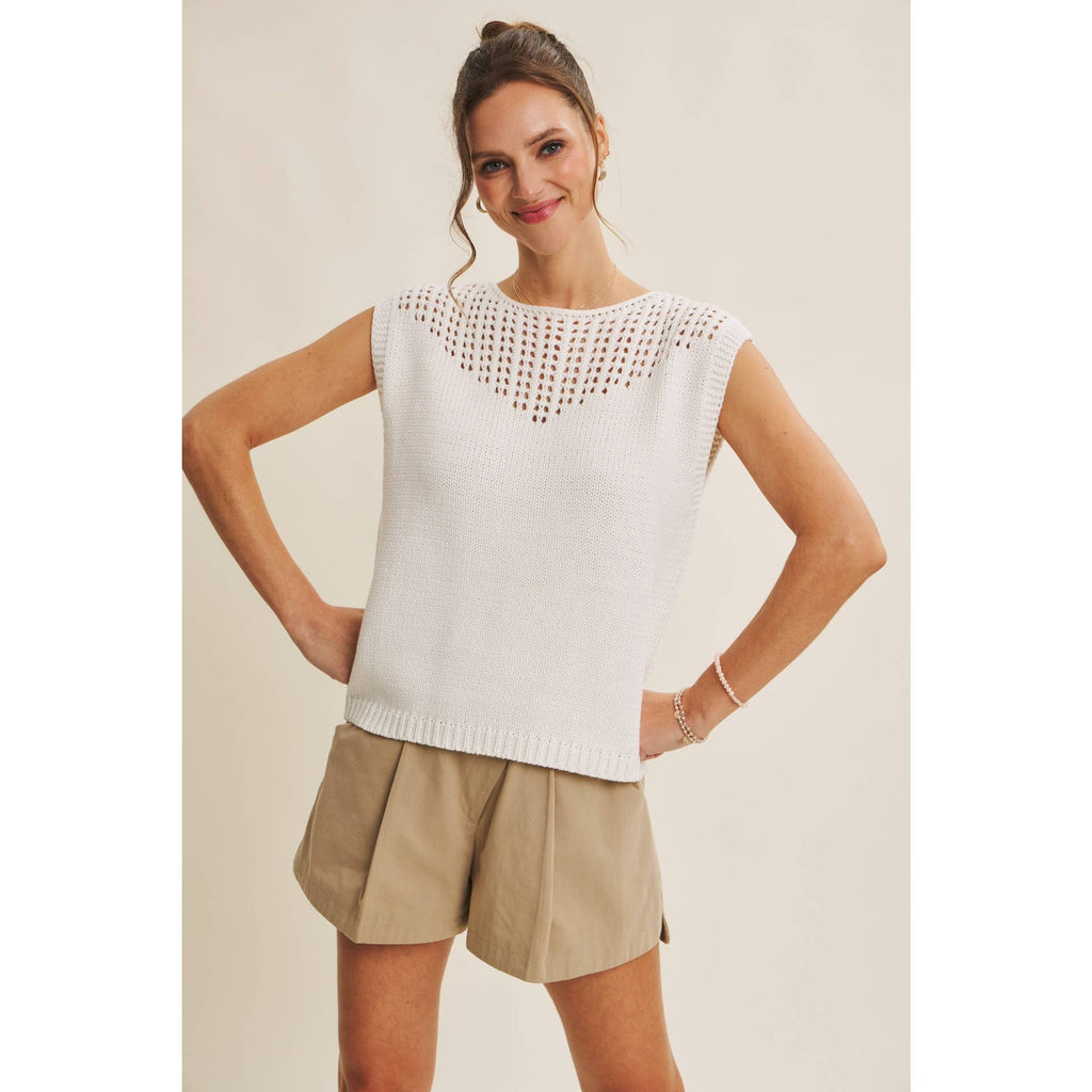 Ivory Open Knit Sweater Top