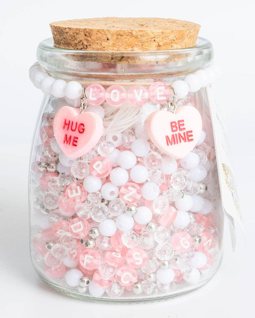 Pastel Pink Valentine Conversation Hearts DIY Letter Bead Jar