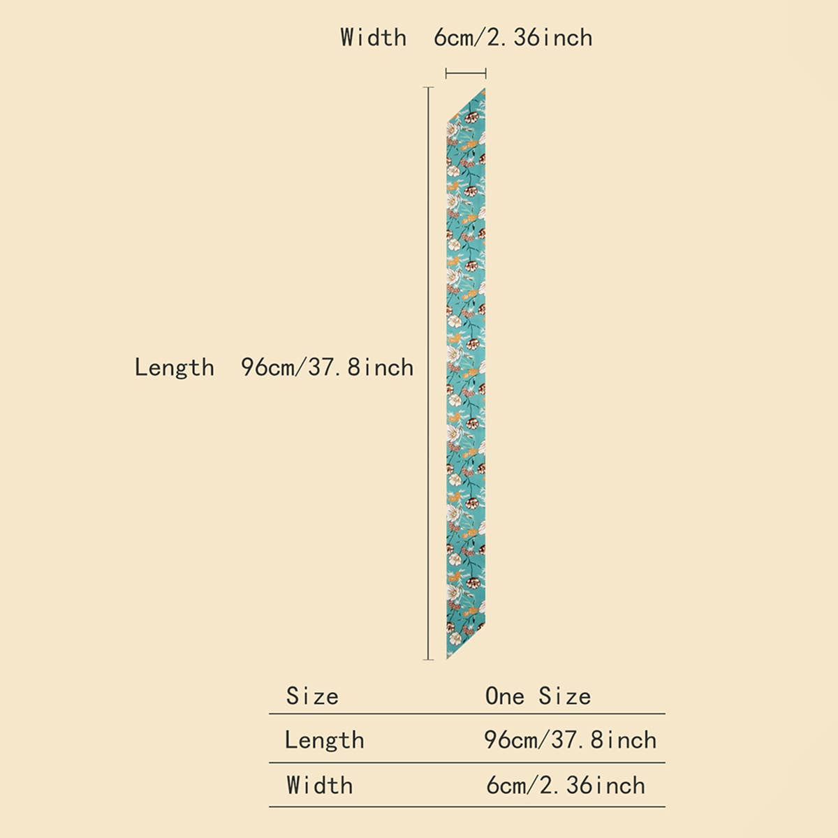 Khaki Chic Floral Letter Twilly Scarf