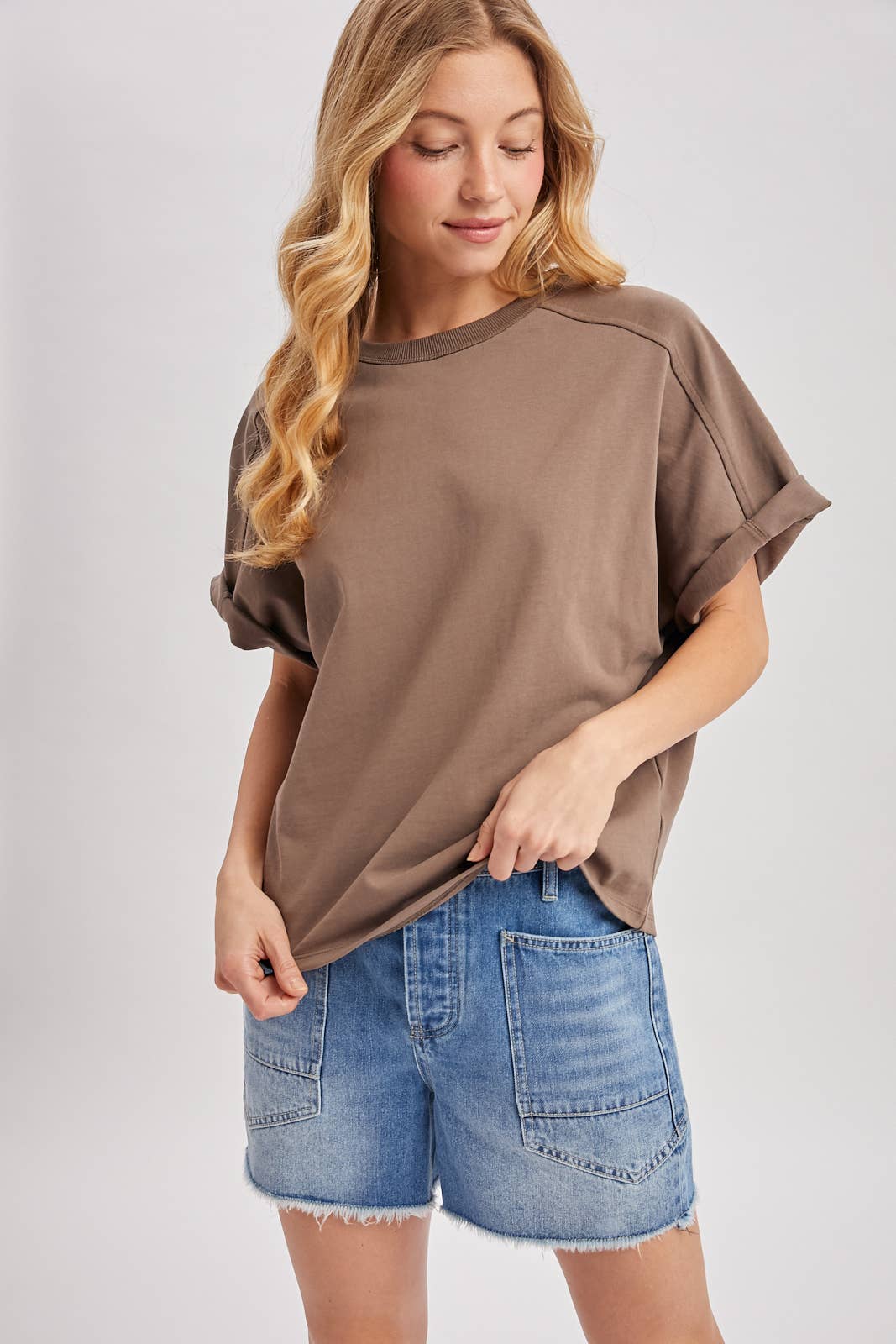 Mushroom Cotton Boxy Knit T Shirt