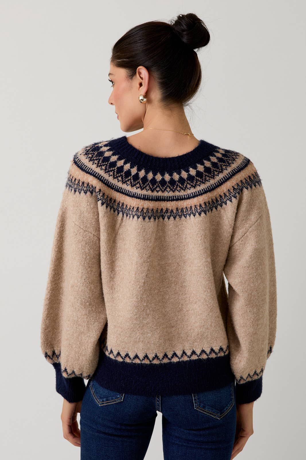 Oatmeal Crew Neck Drop Shoulder Sweater