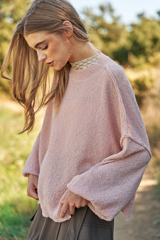 Plus Pink Dolman Sleeve Oversized Knit Top