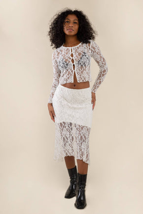 Plus White Lace Cardigan