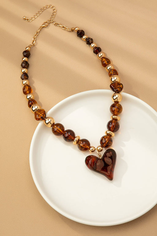 Brown Handmade Chunky Bead Necklace