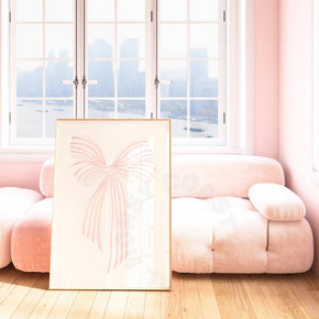 Pink Coastal Grandmother Vintage Hair Bow Poster, Retro Wall Art