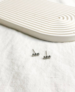 Yellow Gold Three Bead Stud