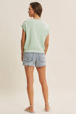 Misty Mint Soft Button Down Sweater Vest