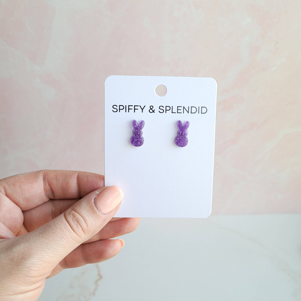 Purple Glitter Bunny Studs