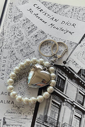 Silver Metallic Heart Charm Keychain