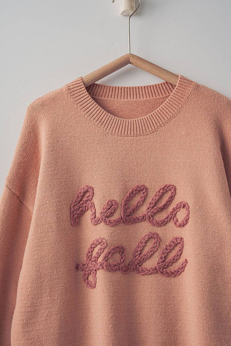 Hello Fall Knit Crewneck Sweater