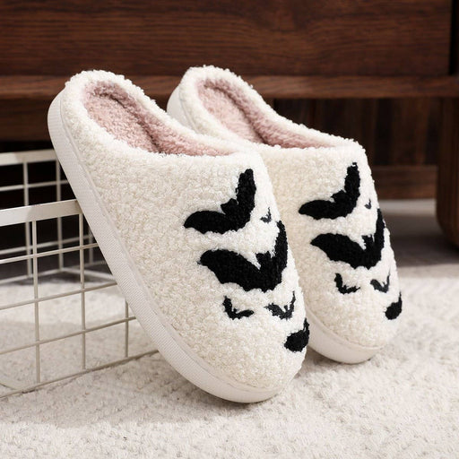 Bat Embroidered Cotton Slippers