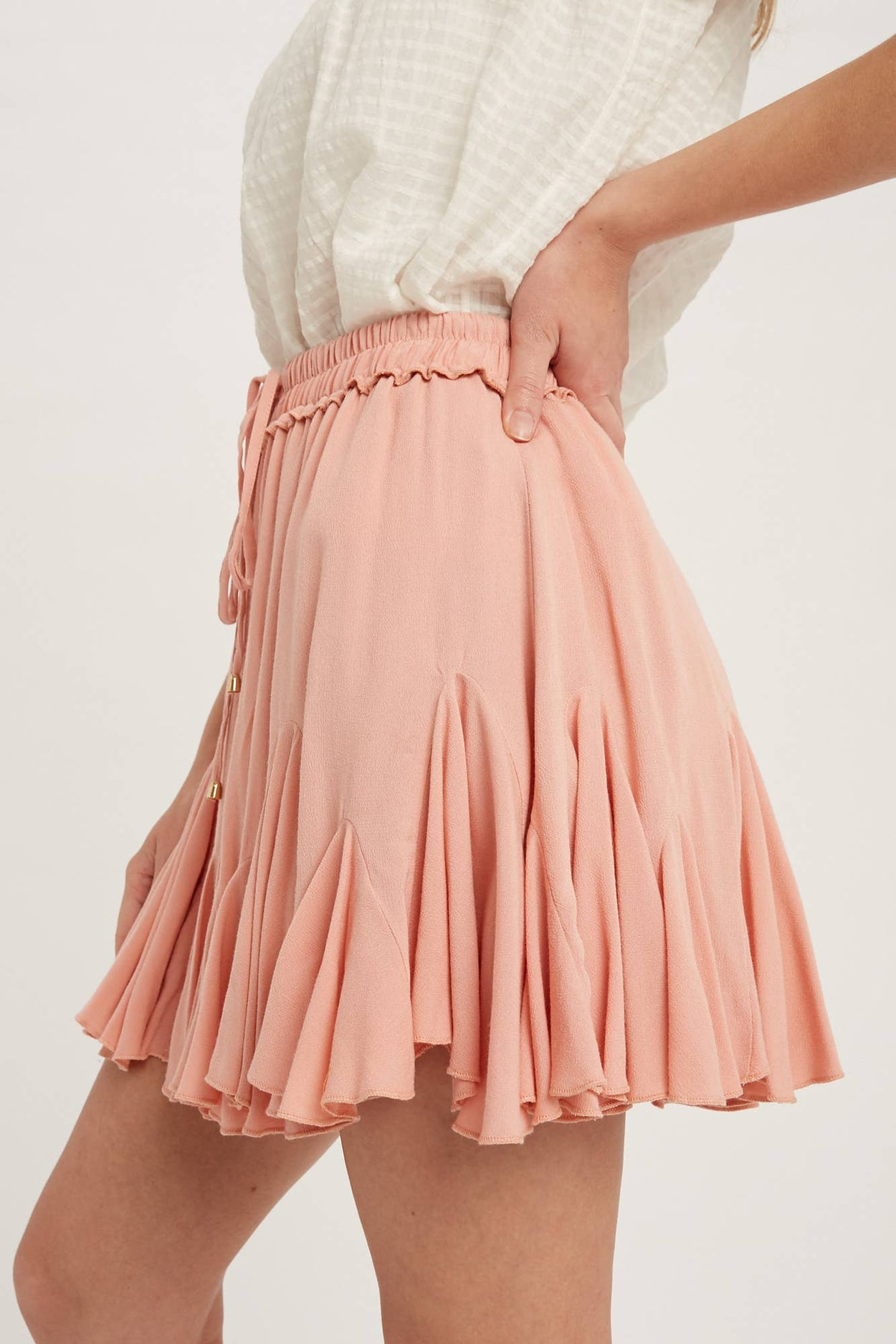 Pink Ruffled Mini Skirt