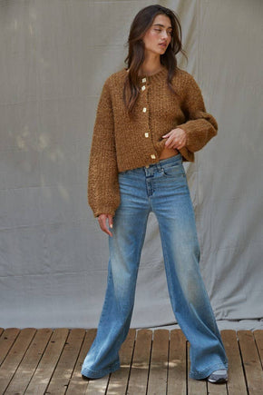 Brown Knit Sweater With Buttons