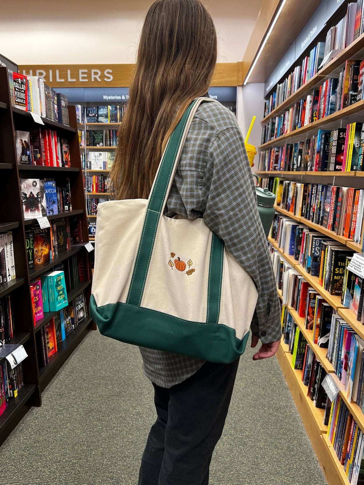 Fall Embroidery Canvas Tote Bag