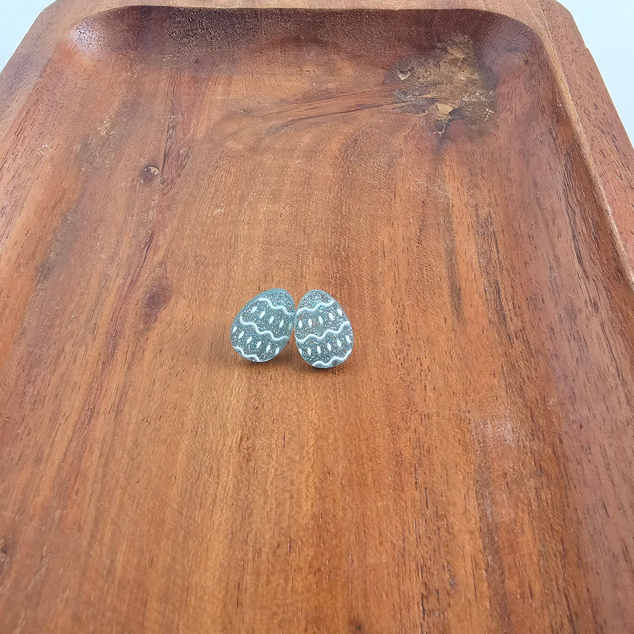 Pastel Blue Glitter Easter Egg Studs