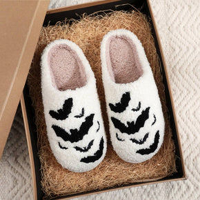 Bat Embroidered Cotton Slippers