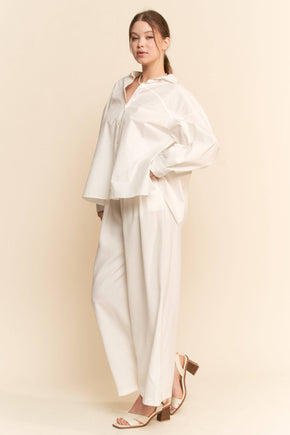 Plus Cream Blouse Long Sleeve Shirt