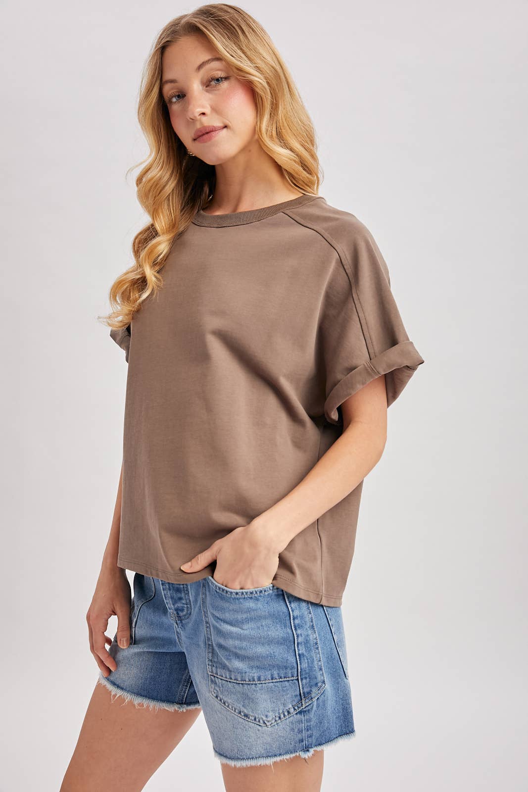 Mushroom Cotton Boxy Knit T Shirt