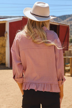 Mauve Striped Button-up Shirt