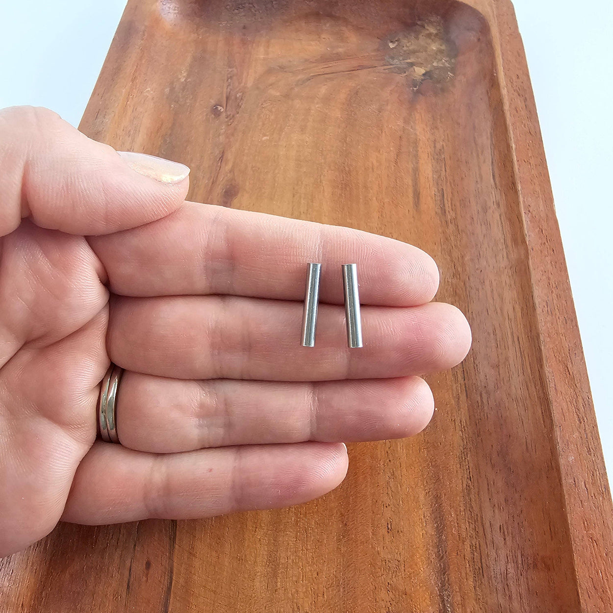 Silver Luxe Bar Studs