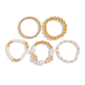 Gold & Pearl Stretchable Bracelet