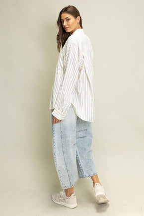 Brown Sophisticated Stripe Blouse