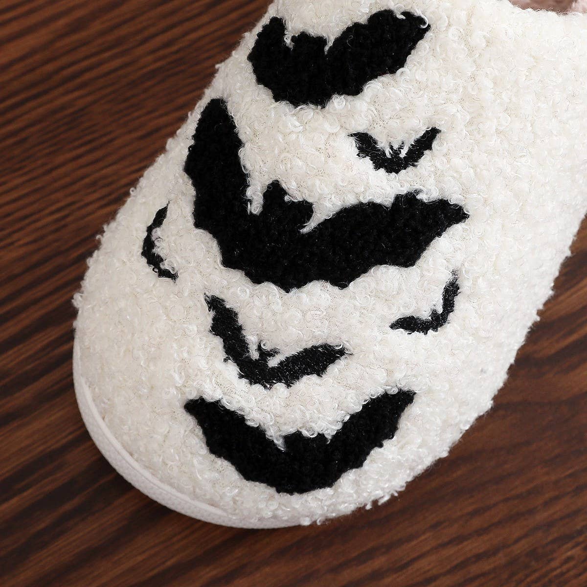 Bat Embroidered Cotton Slippers