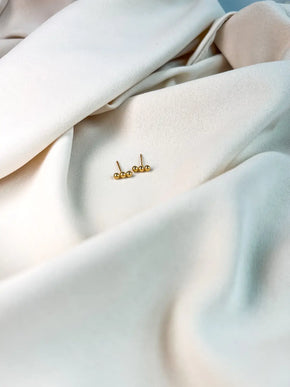 Yellow Gold Three Bead Stud