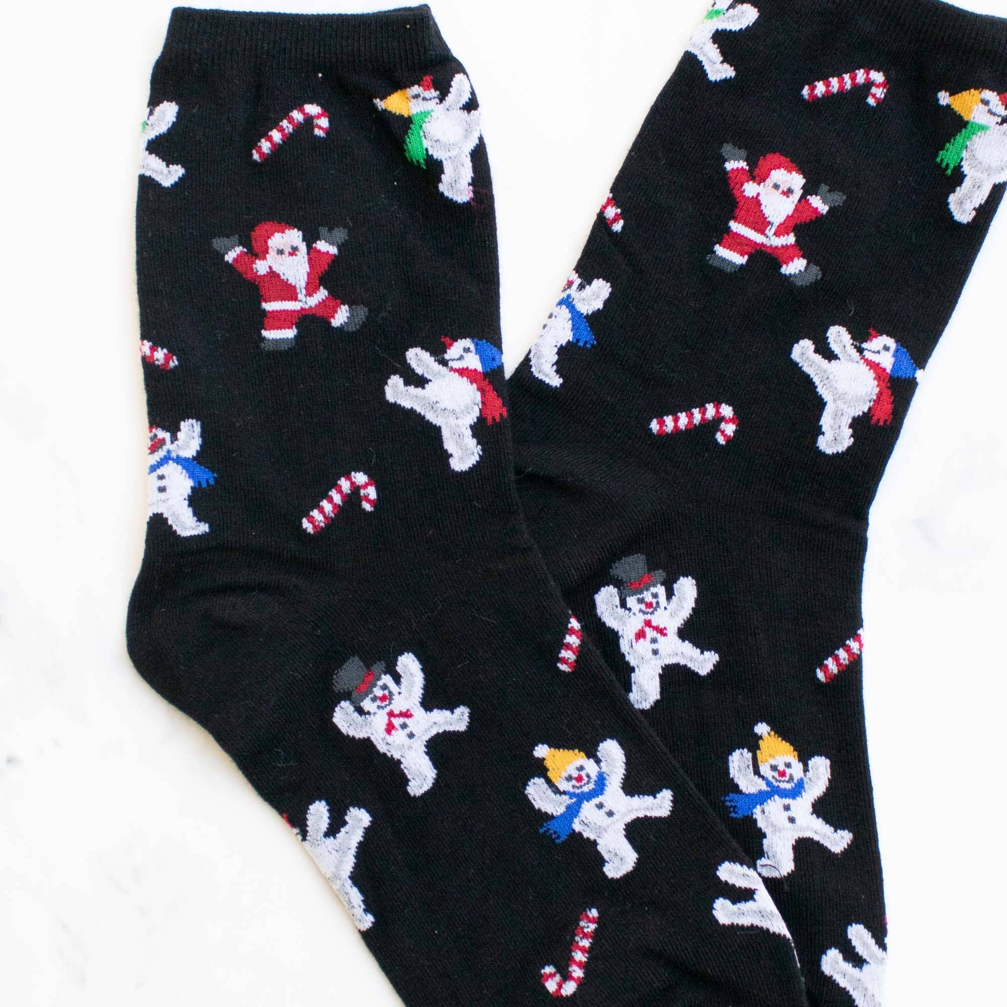 Green Women's Christmas Santa and Snowman Socks