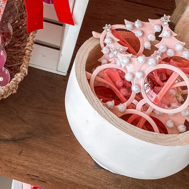 Pink Tree Holiday Glasses