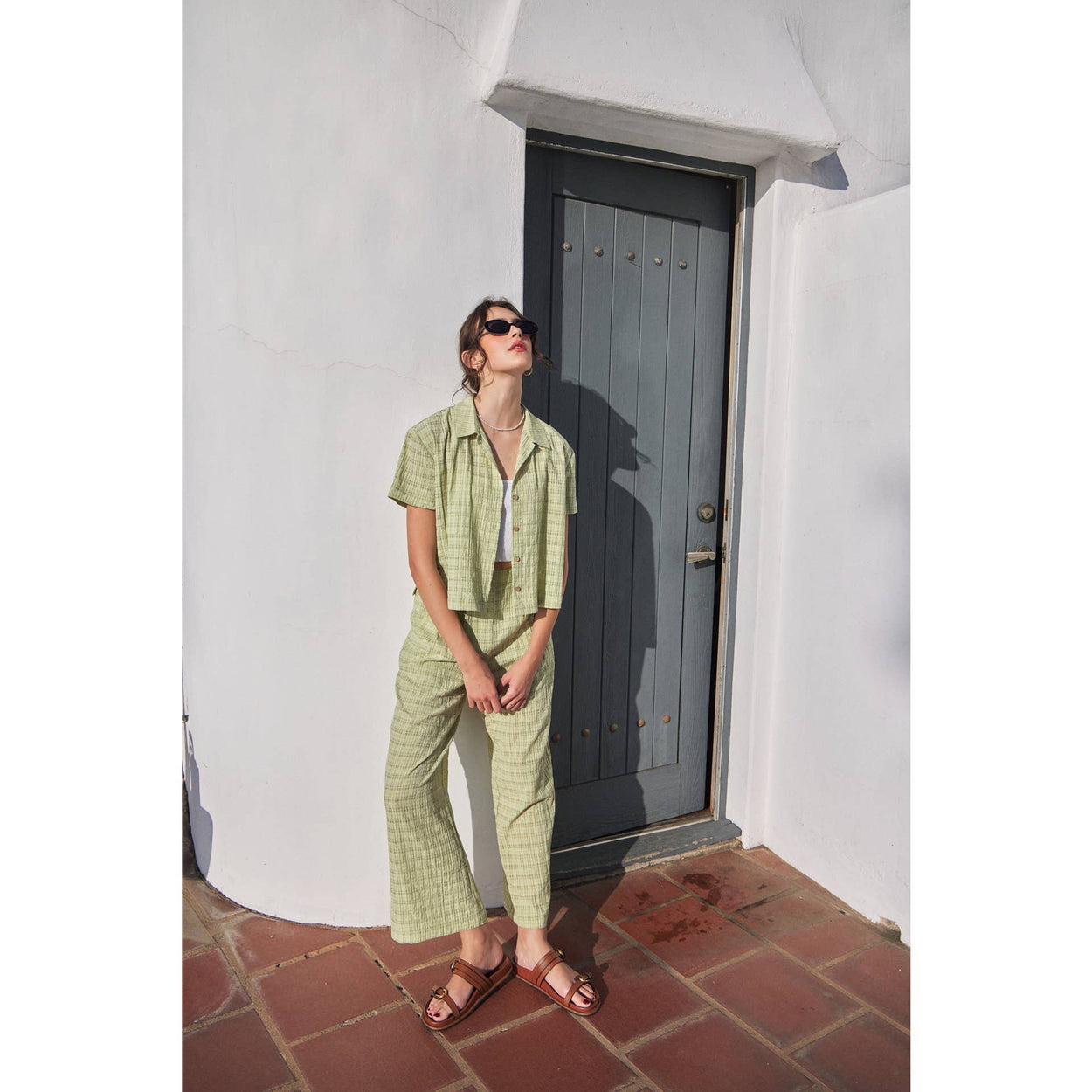 Sage Pleated Wide Leg Ankle Pants