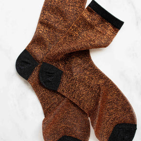 Rust & Black Women's Two Tone Glitters Socks